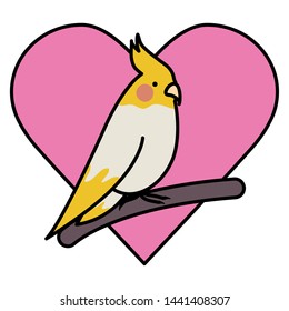 cute little bird adorable mascot with heart