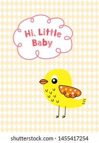 cute little bird baby shower greeting card vector