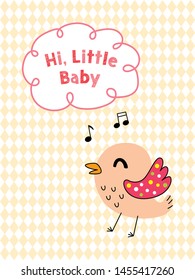 cute little bird baby shower greeting card vector