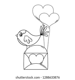 cute little bird with balloon air hot