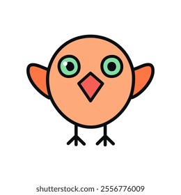 Cute little bird chicken. Vector illustration, flat design. 