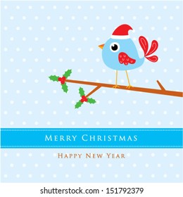 cute little bird christmas greeting card