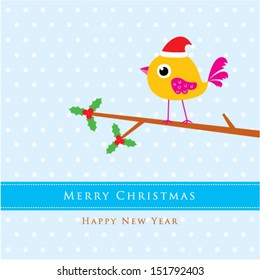 cute little bird christmas greeting card