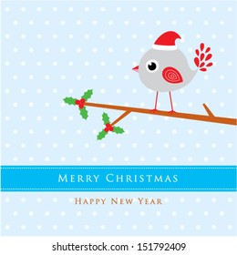 cute little bird christmas greeting card