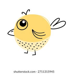 Vector Doodle de Pájaro Pequeño Lindo – Ilustración Simple de Pájaro Dibujado a Mano