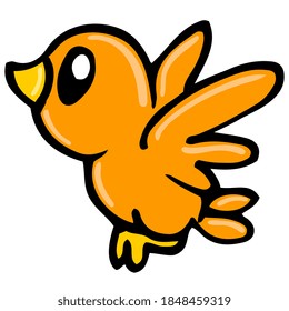 cute little bird is flying. cartoon illustration sticker mascot emoticon