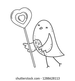 cute little bird with heart lovely character