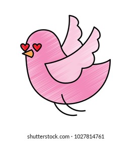 cute little bird hearts eyes lovely