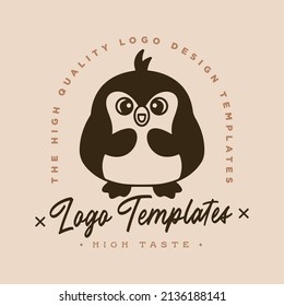 cute little bird logo template Vector. Premium Isolated Vector Panda Icon Concept. Flat Cartoon Style