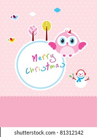 cute little bird merry christmas greeting card