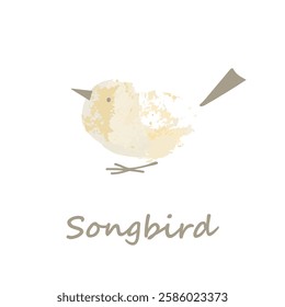 Cute little bird on white background.