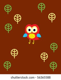 cute little bird owl love in forest