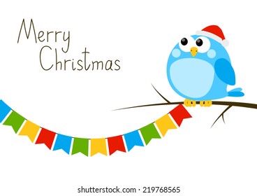 Cute little bird with party flags