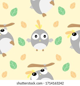 cute little bird seamless pattern background vector art design