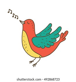 Cute little bird singing.
