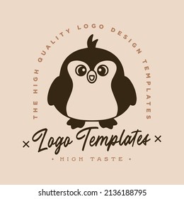 cute little bird smiling logo template Vector. Premium Isolated Vector Panda Icon Concept. Flat Cartoon Style
