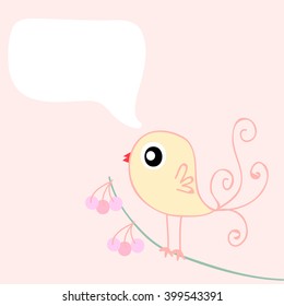 cute little bird with speech bubble  