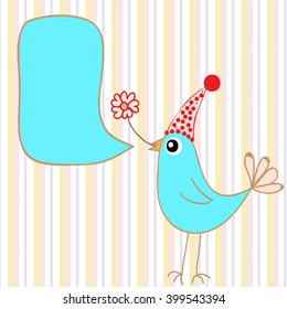 cute little bird with speech bubble  