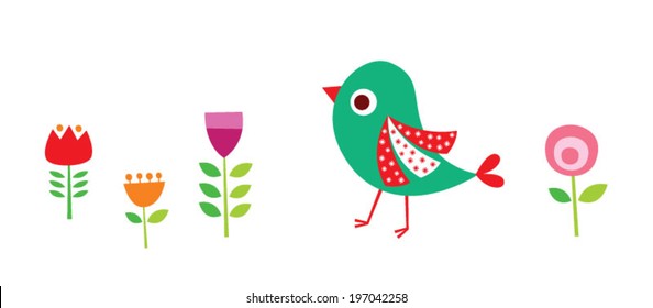 cute little bird in spring garden