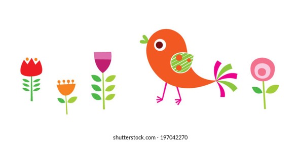 cute little bird in spring garden