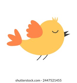 Cute little bird. Springtime concept. Vector illustration isolated on white background.