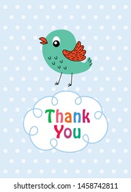 cute little bird thank you card vector