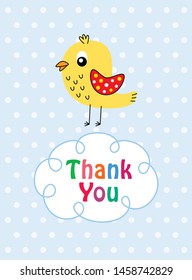 cute little bird thank you card vector
