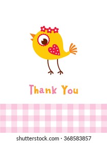 cute little bird thank you card vector