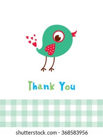 cute little bird thank you card vector