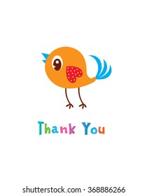 cute little bird thank you card vector