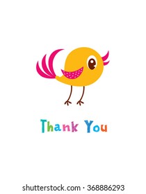 cute little bird thank you card vector