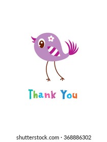 cute little bird thank you card vector