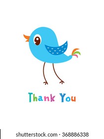 cute little bird thank you card vector