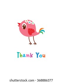cute little bird thank you card vector