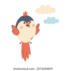 Cute little bird. Vector cartoon illustration in childish style. Isolated on white.