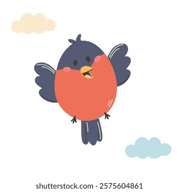 Cute little bird. Vector cartoon illustration in childish style. Isolated on white.