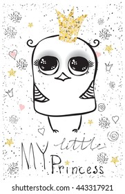 Cute little bird. Vector trendy hipster style for greeting card design, t-shirt print, inspiration poster