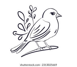cute little birds doodle or line style on white background vector illustration