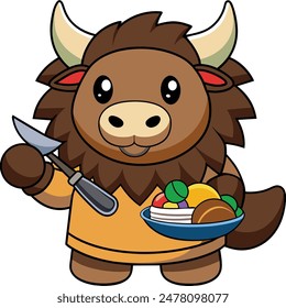 A CUTE LITTLE BISON CHEF