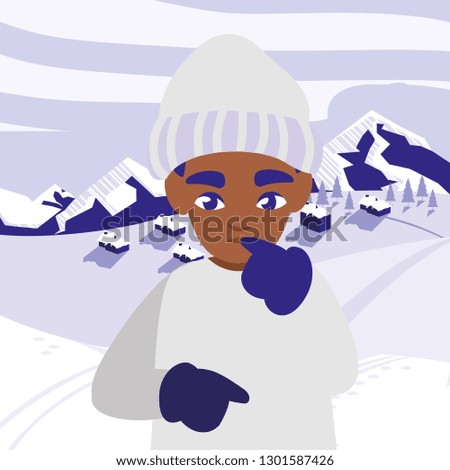cute little black boy with winter clothes