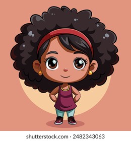 Linda niña negra con el pelo rizado