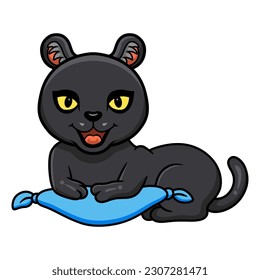 Cute little black panther cartoon on the pillow