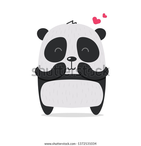 Cute Little Black White Kawaii Panda Stock Vector Royalty Free