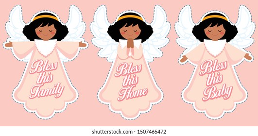Cute little blessing afro angel girl