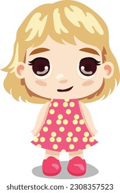 Cute little blond girl vector illustration icon