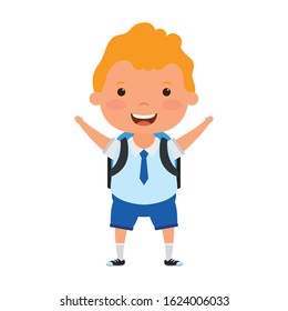 cute little blond student boy character vector illustration design