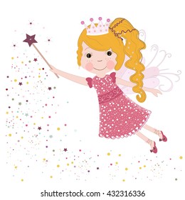 Cute little blonde fairy tale vector illustration