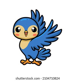 Cute little blue bird cartoon standing