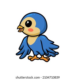 Cute little blue bird cartoon standing