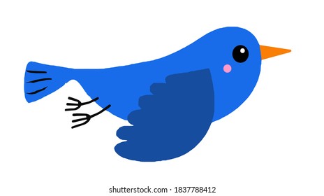 cute little blue bird is flying and flapping its wings. Christmas and peace vector